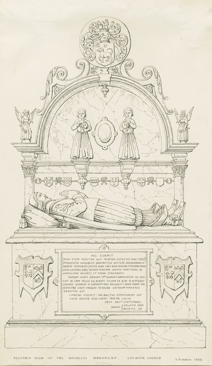 Colwich - Wolseley Monument: pentegning af Thomas Peploe Wood