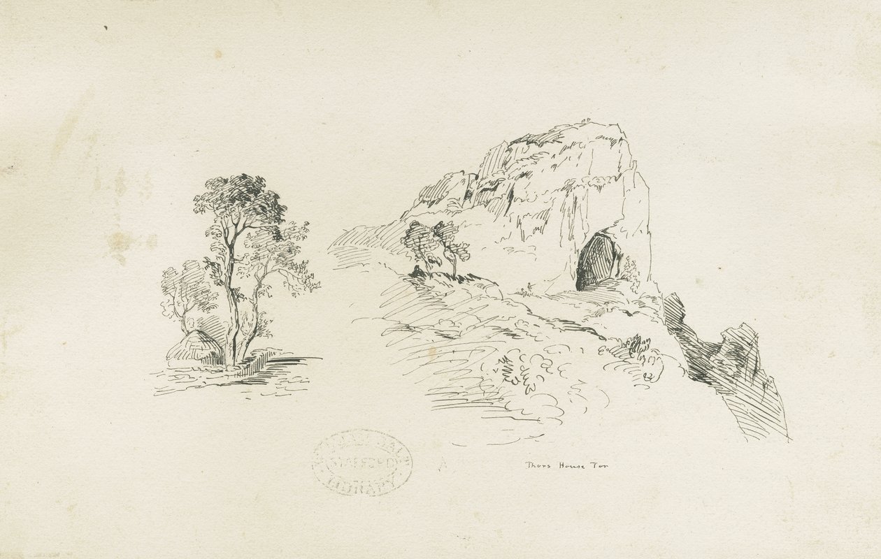 Dovedale - landskab: pen- og blæktegning, nd [1817-1845] (tegning) af Thomas Peploe Wood