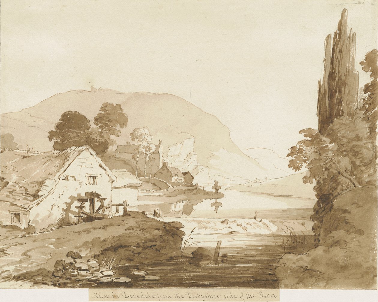 Dovedale - landscape: sepia wash drawing, nd [1817-1845] dani af Thomas Peploe Wood