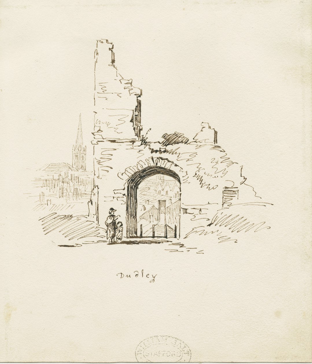 Dudley Castle - The Keep: blyantskitse, nd [1800-tallet] (tegning) af Thomas Peploe Wood