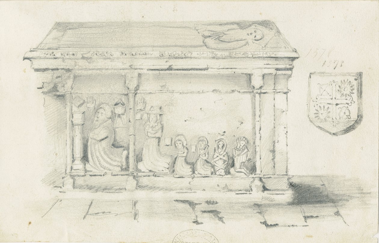 Eccleshall Church - Tomb of Bishop Bentham: pencil drawing, nd [1817-1845] dani af Thomas Peploe Wood