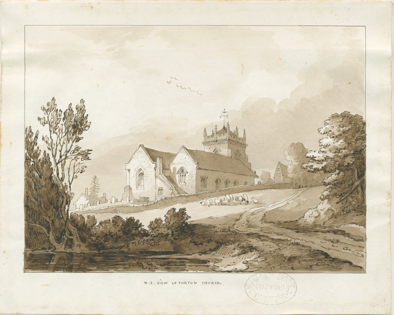 Forton Church: vasketegning, nd [?1838] (tegning) af Thomas Peploe Wood