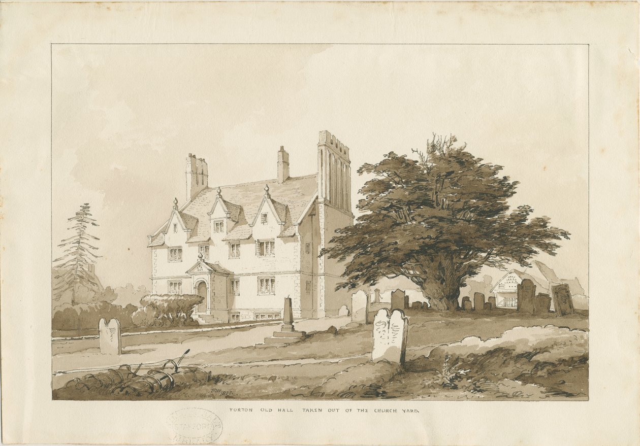 Forton Hall: vasketegning, nd [?1838] (tegning) af Thomas Peploe Wood