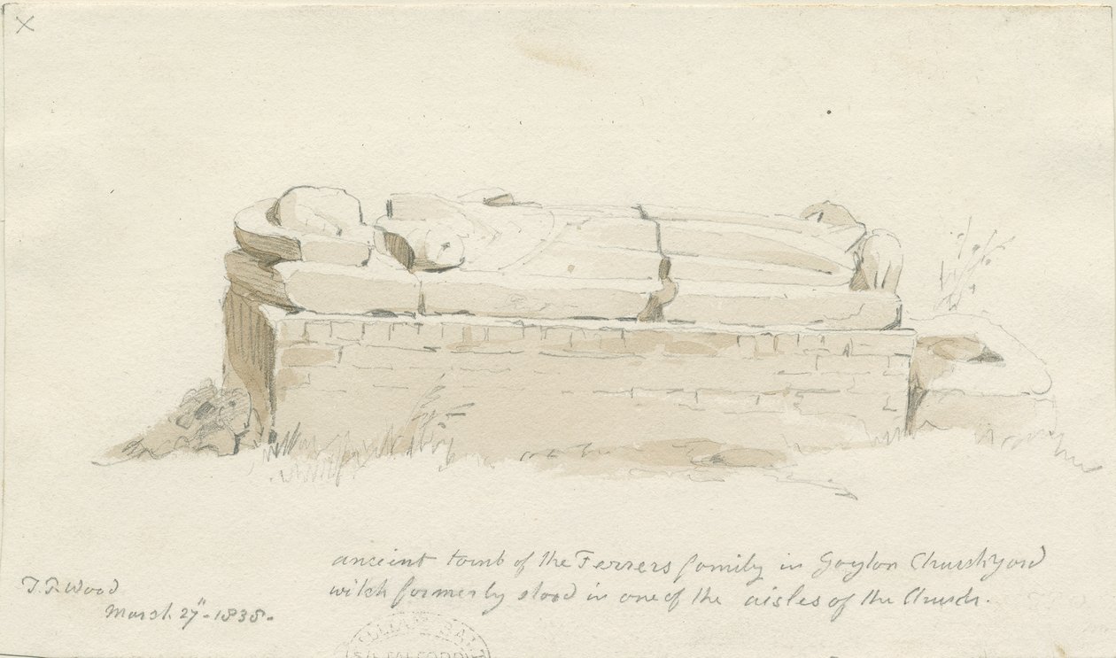 Gayton Church: blyant- og vasketegning, 27. marts 1838 (tegning) af Thomas Peploe Wood