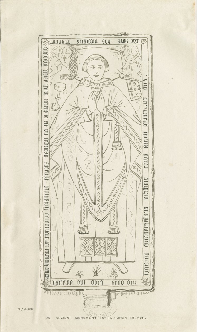 Haughton Church - Monument til Nicholas Graviner: pentegning af Thomas Peploe Wood