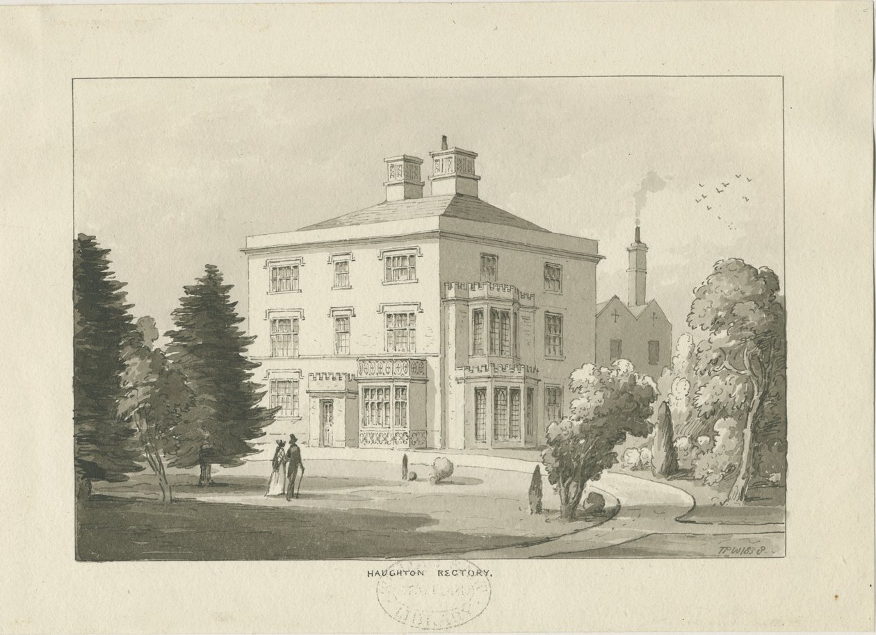 Haughton Rectory: vasketegning af Thomas Peploe Wood