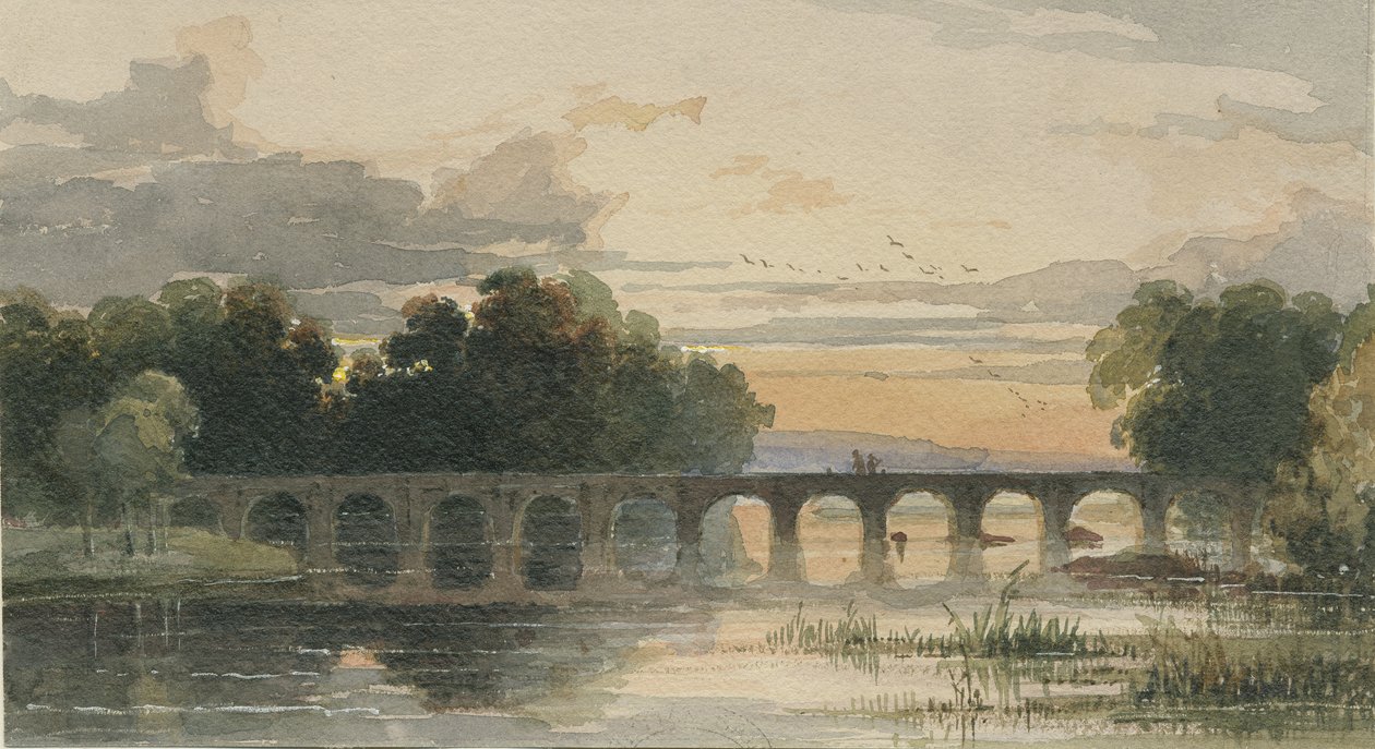 Shugborough Bridge: akvarelmaleri, nd [1800-tallet] af Thomas Peploe Wood