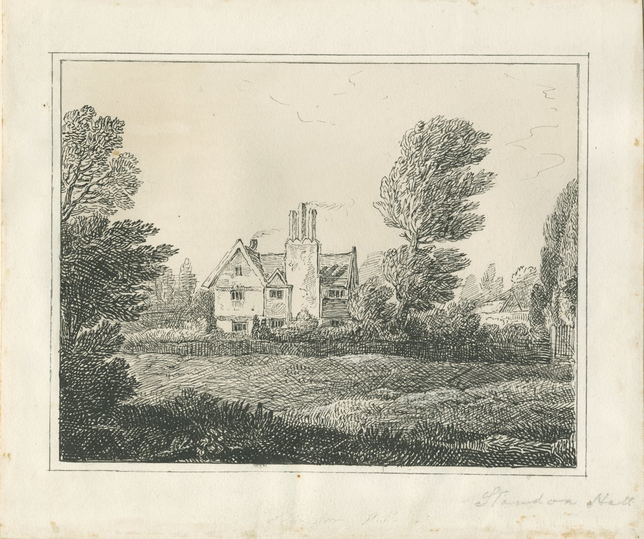 Standon Hall: pen- og blæktegning og [midten af det 19. århundrede] (tegning) af Thomas Peploe Wood