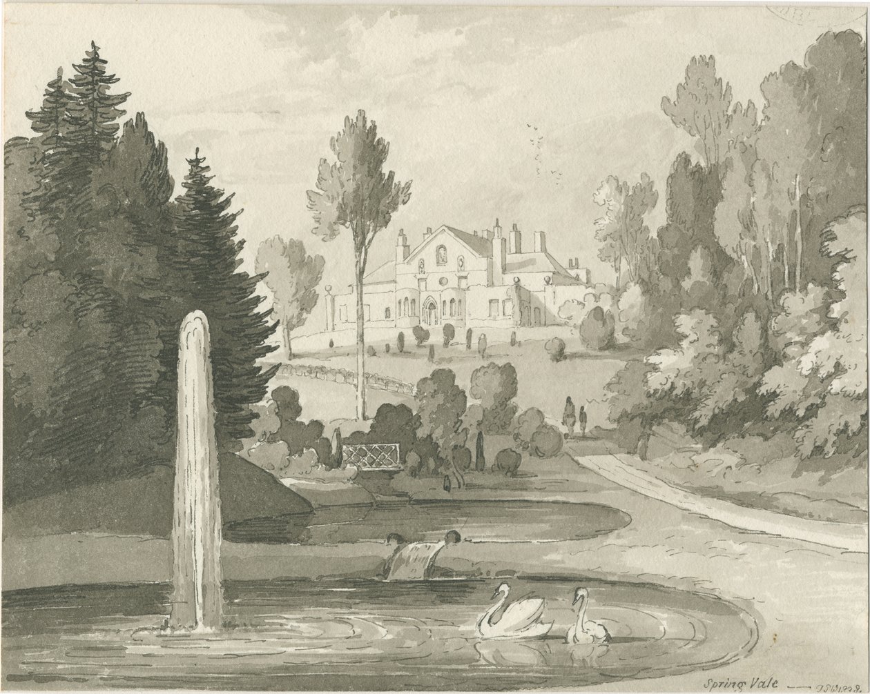 Sten - Spring Vale: sepia vask tegning af Thomas Peploe Wood