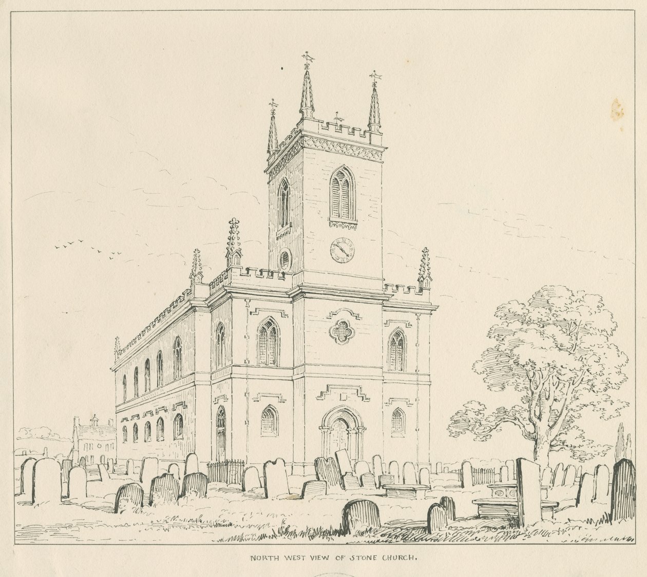 Stenkirke: pen- og blæktegning af Thomas Peploe Wood