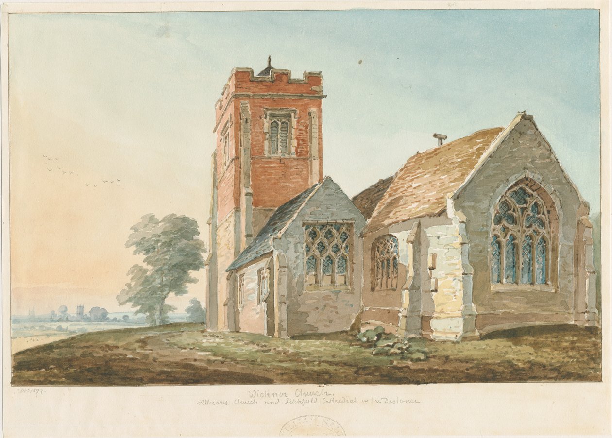Wychnor Church: akvarelmaleri af Thomas Peploe Wood
