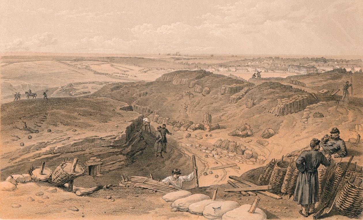 Grøft af Malakoff, Battery Gervais og Rear of Redan, 1856 af Thomas Picken