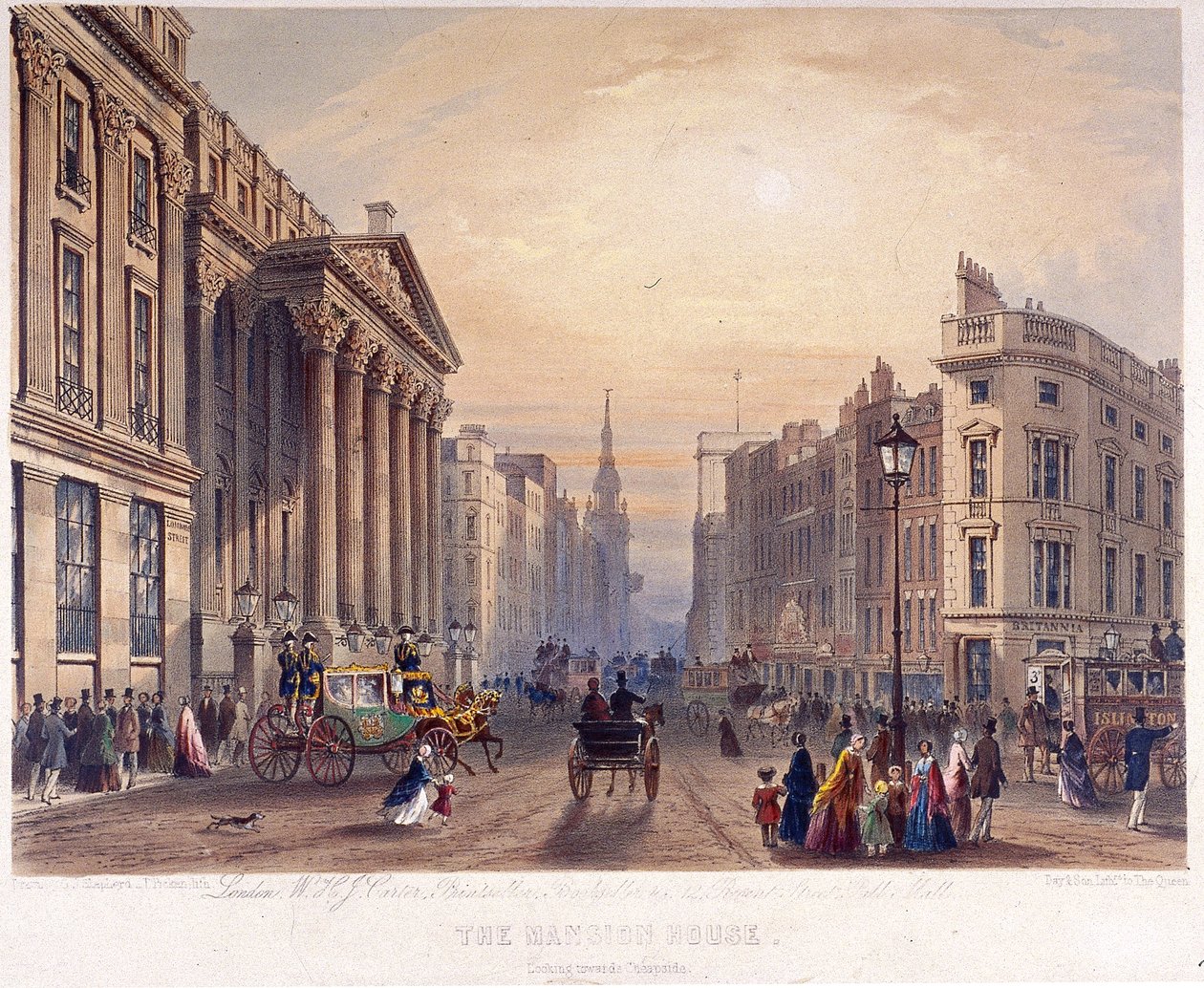 Mansion House eksteriør, London, 1851 af Thomas Picken