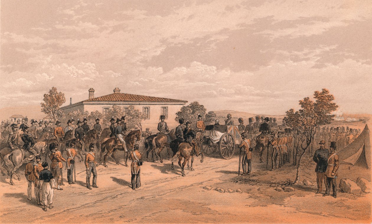The Funeral Cortege of Lord Raglan Leaving Headquarters, 1856 af Thomas Picken