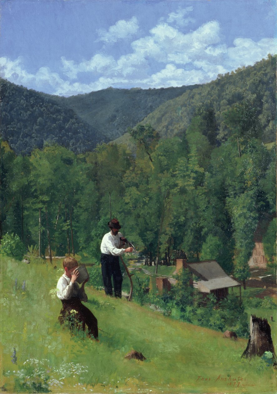 Bonden og hans søn ved høst, 1879 af Thomas Pollock Anschutz
