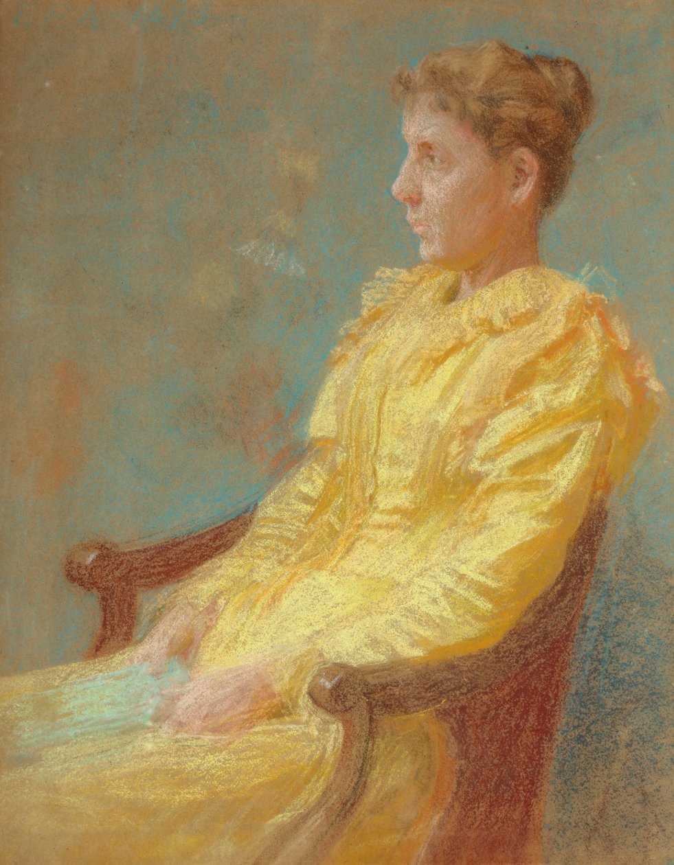 Portræt af kunstnerens kone 1893 (Pastel på papir) af Thomas Pollock Anshutz