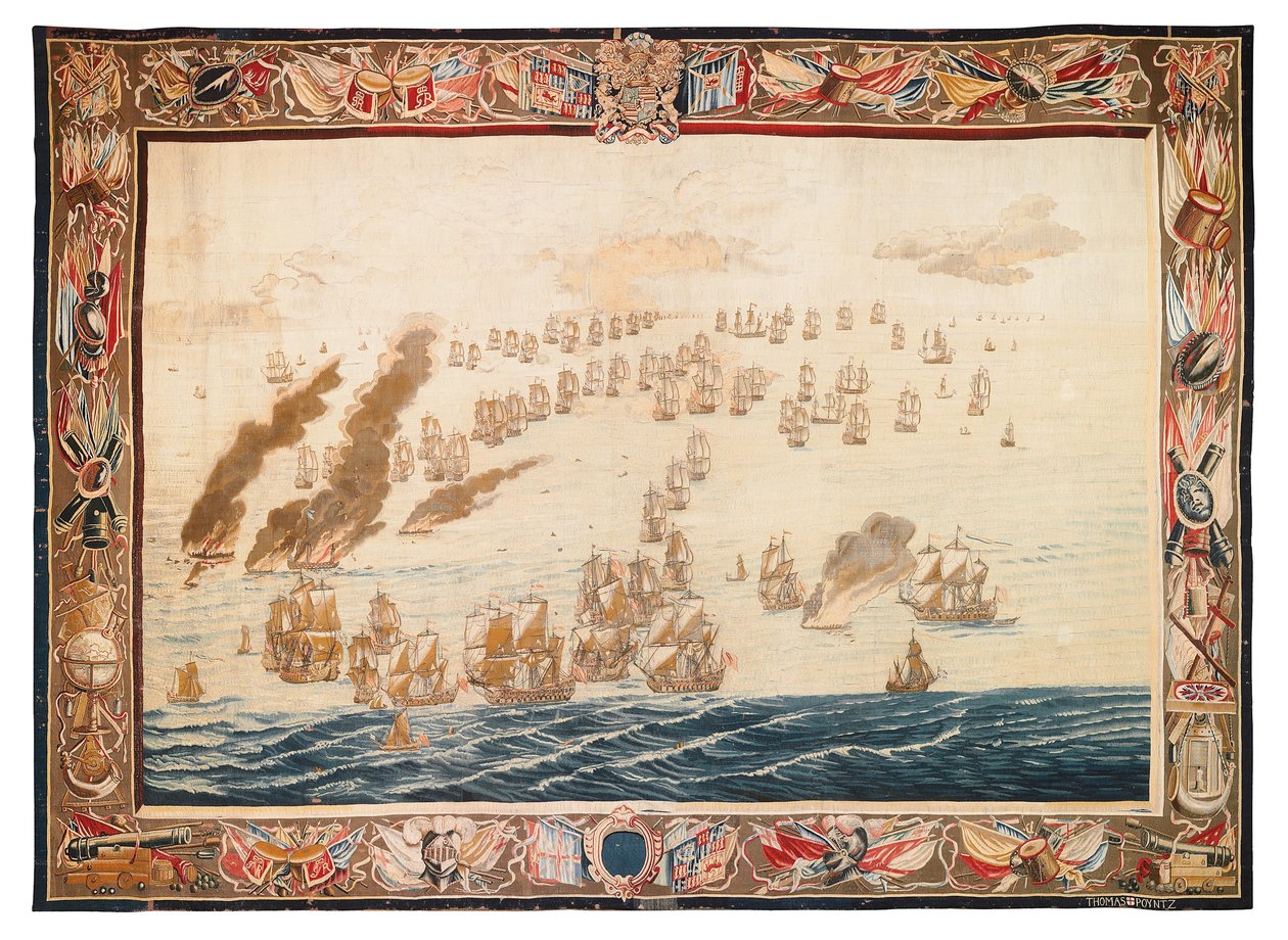 Historical tapestry of the Battle at Solebay, Mortlake, designs attributed to William van de Velde, c.1688dani af Thomas Poyntz