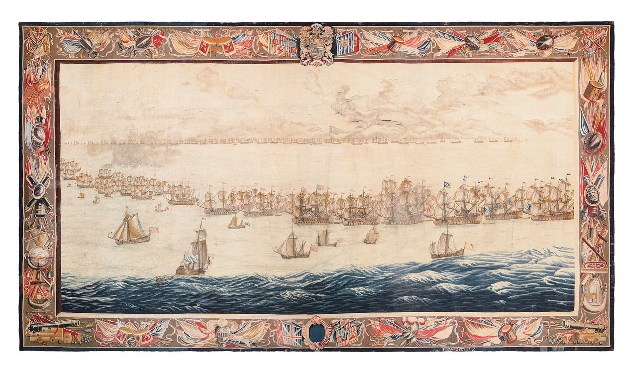 Historical tapestry of the Battle at Solebay, Mortlake, designs attributed to William van de Velde, c.1688dani af Thomas Poyntz