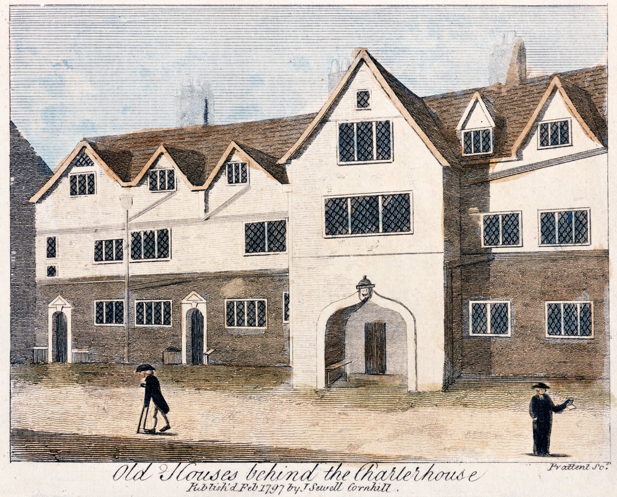 Huse bag Charterhouse Hospital, London, 1797. af Thomas Prattent