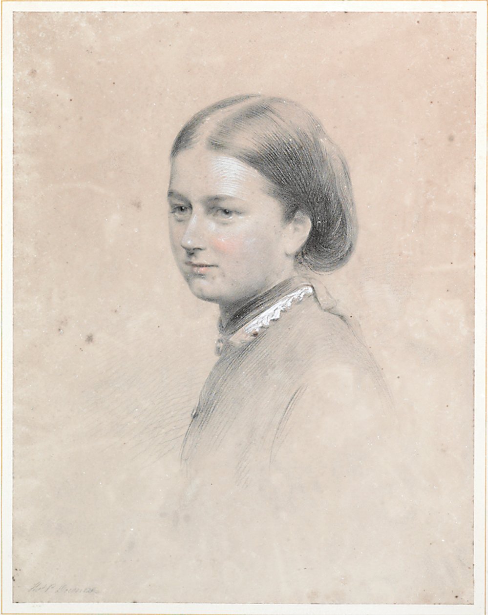 Portræt af Lady Rachel Scott (kridt & w/c på papir) (par til 445140) af Thomas Price Downes