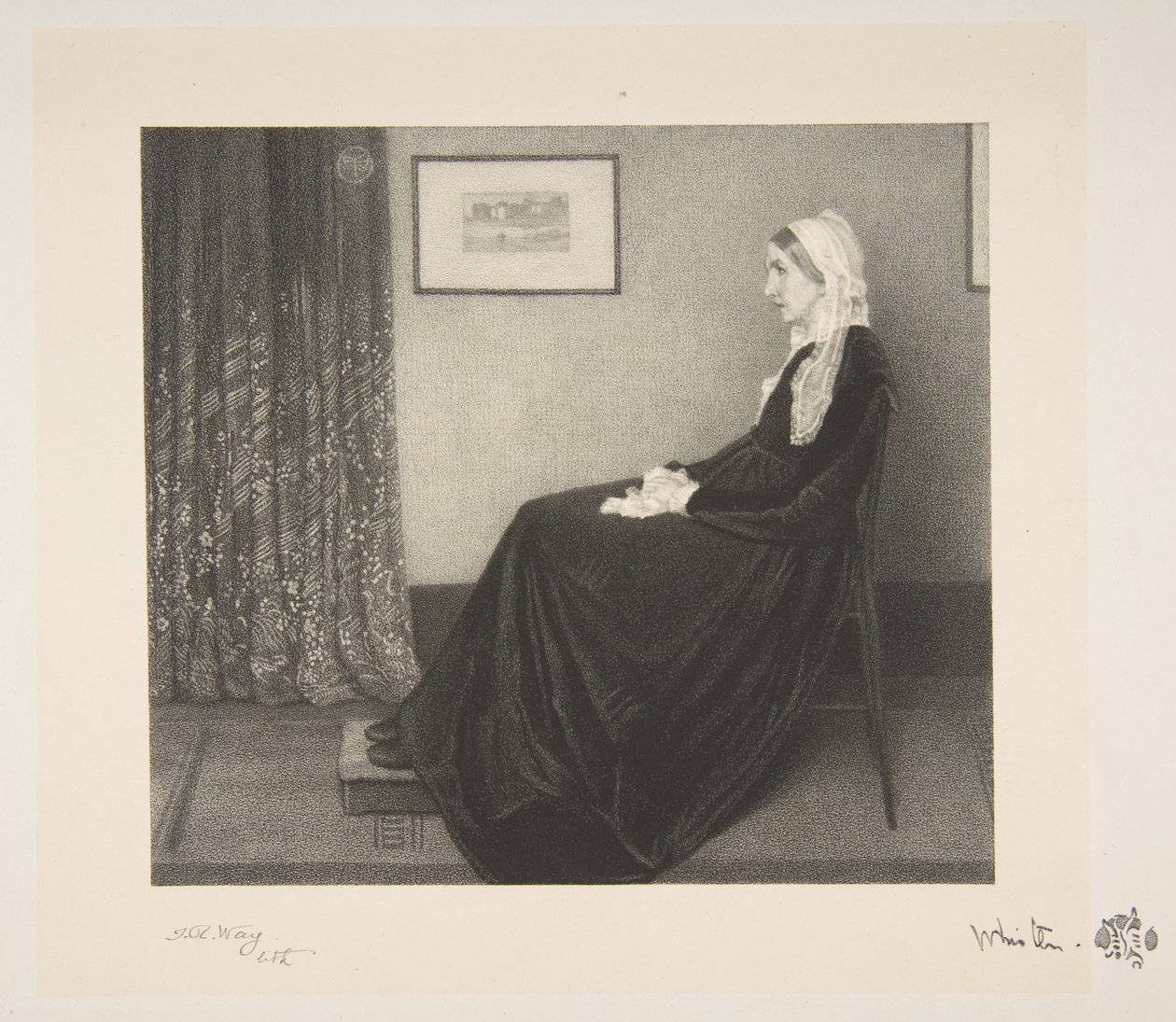 Arrangement i gråt og sort: Portræt af kunstnerens mor, 1892. af Thomas Robert Way