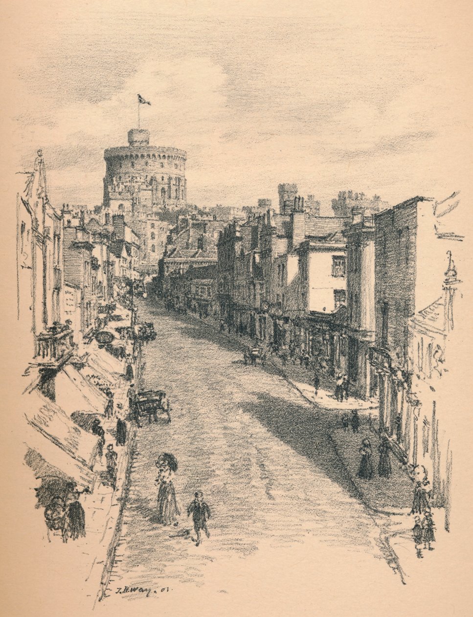 Great Tower of Windsor Castle fra Peascod Street, 1902 af Thomas Robert Way