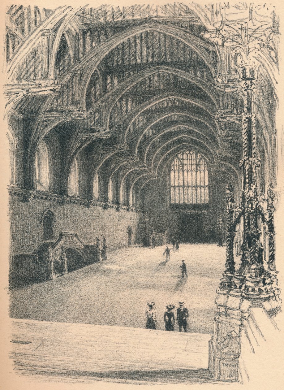 Interiør af Westminster Hall, Westminster Palace, 1902 af Thomas Robert Way