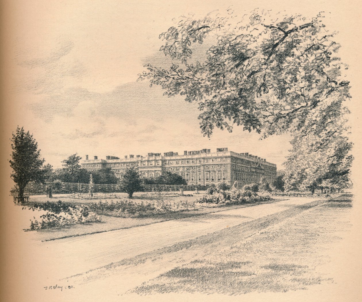 The Garden Fronts of Hampton Court Palace, 1902 af Thomas Robert Way