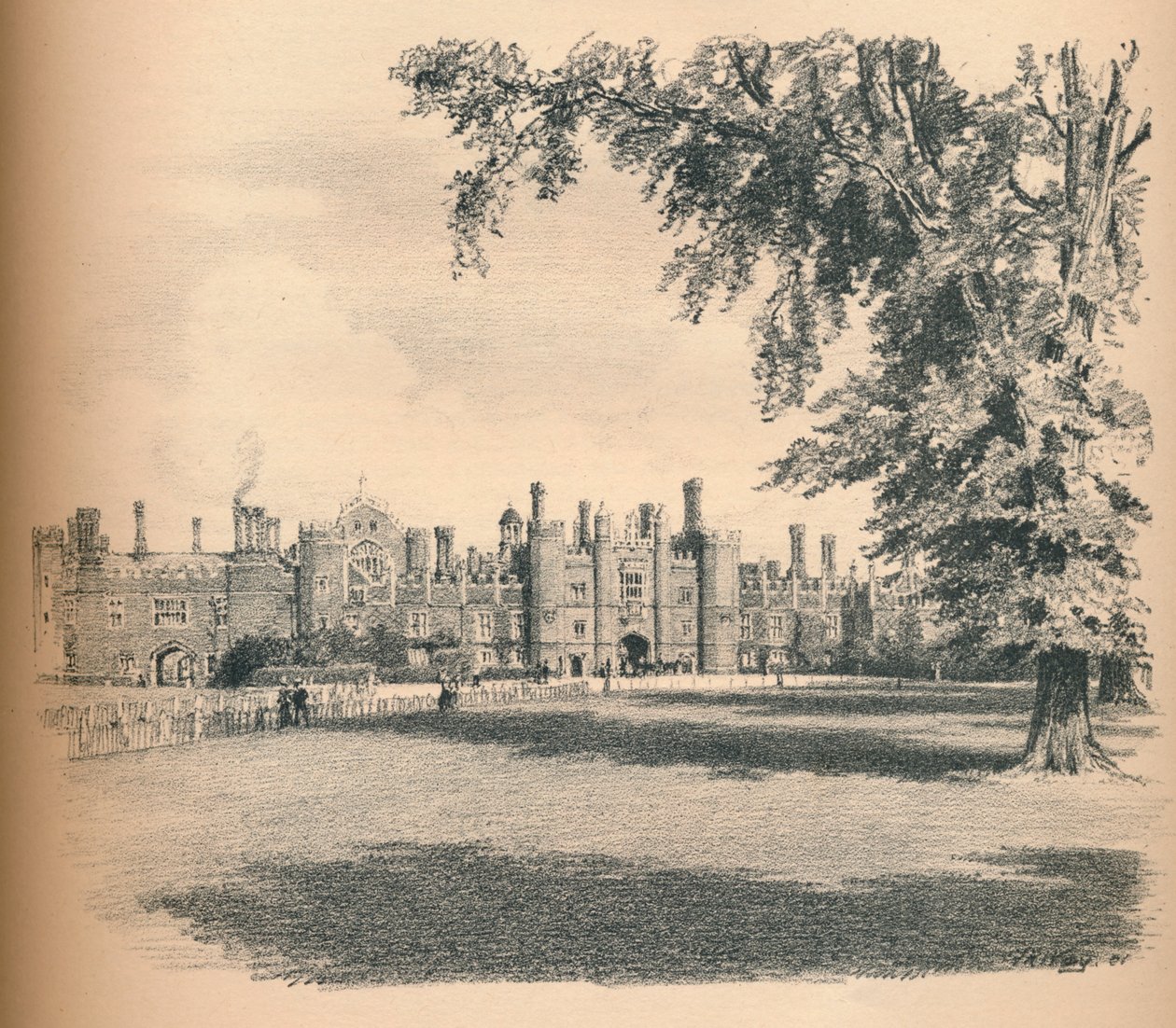 The West Front of Hampton Court Palace, 1902 af Thomas Robert Way