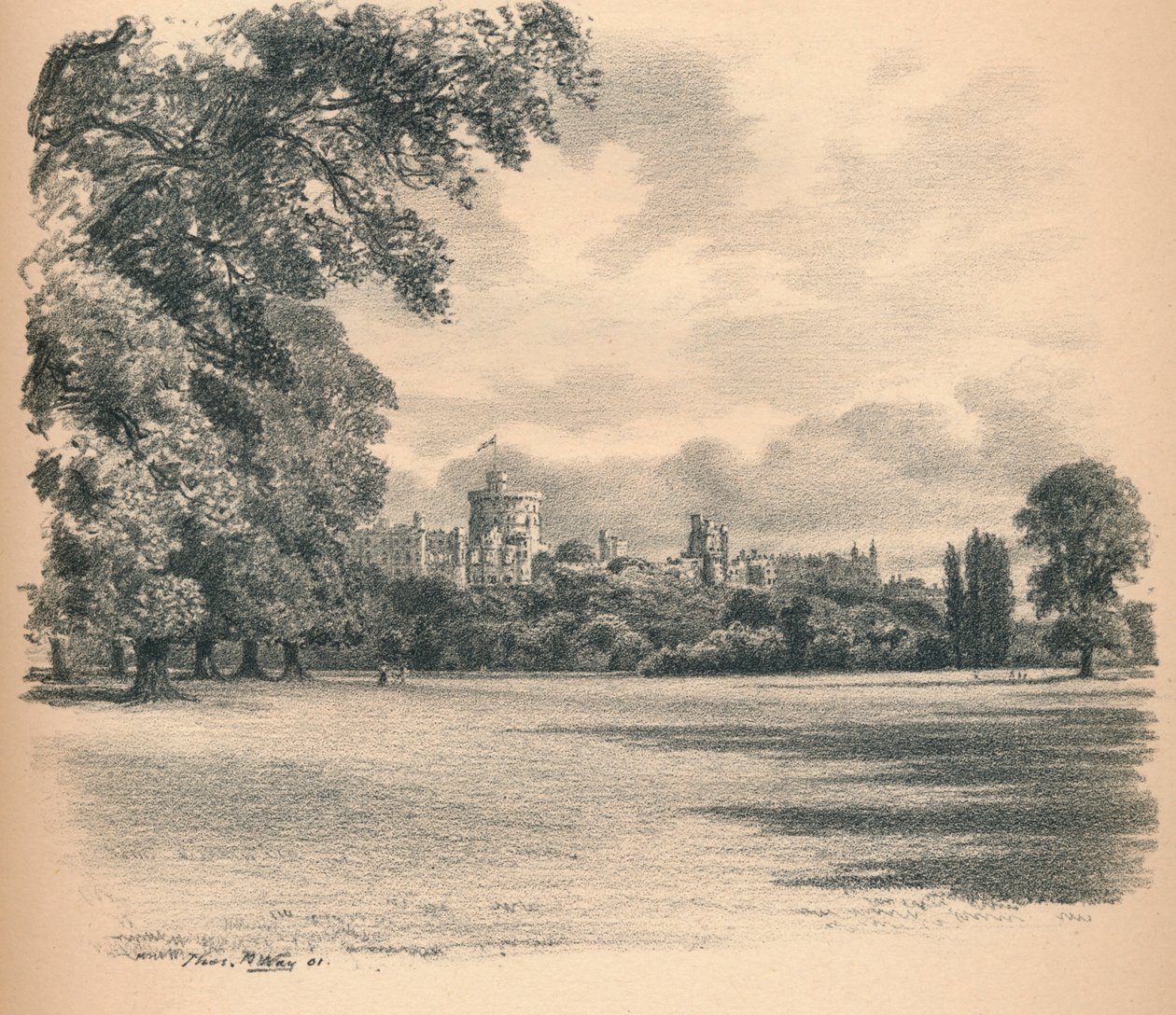 Windsor Castle fra Home Park, 1902 af Thomas Robert Way