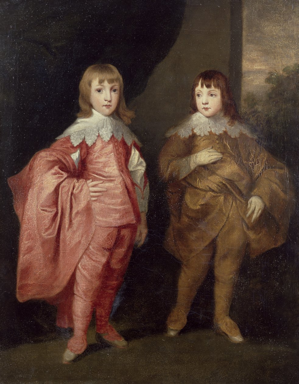 George Villiers, hertug af Buckingham og hans bror, Lord Francis Villiers, 1636, efter Van Dyck af Thomas Robson
