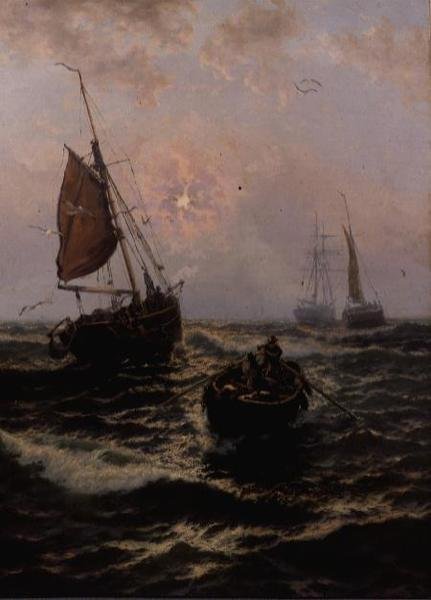 Fiskerbåd i nød af Thomas Rose Miles