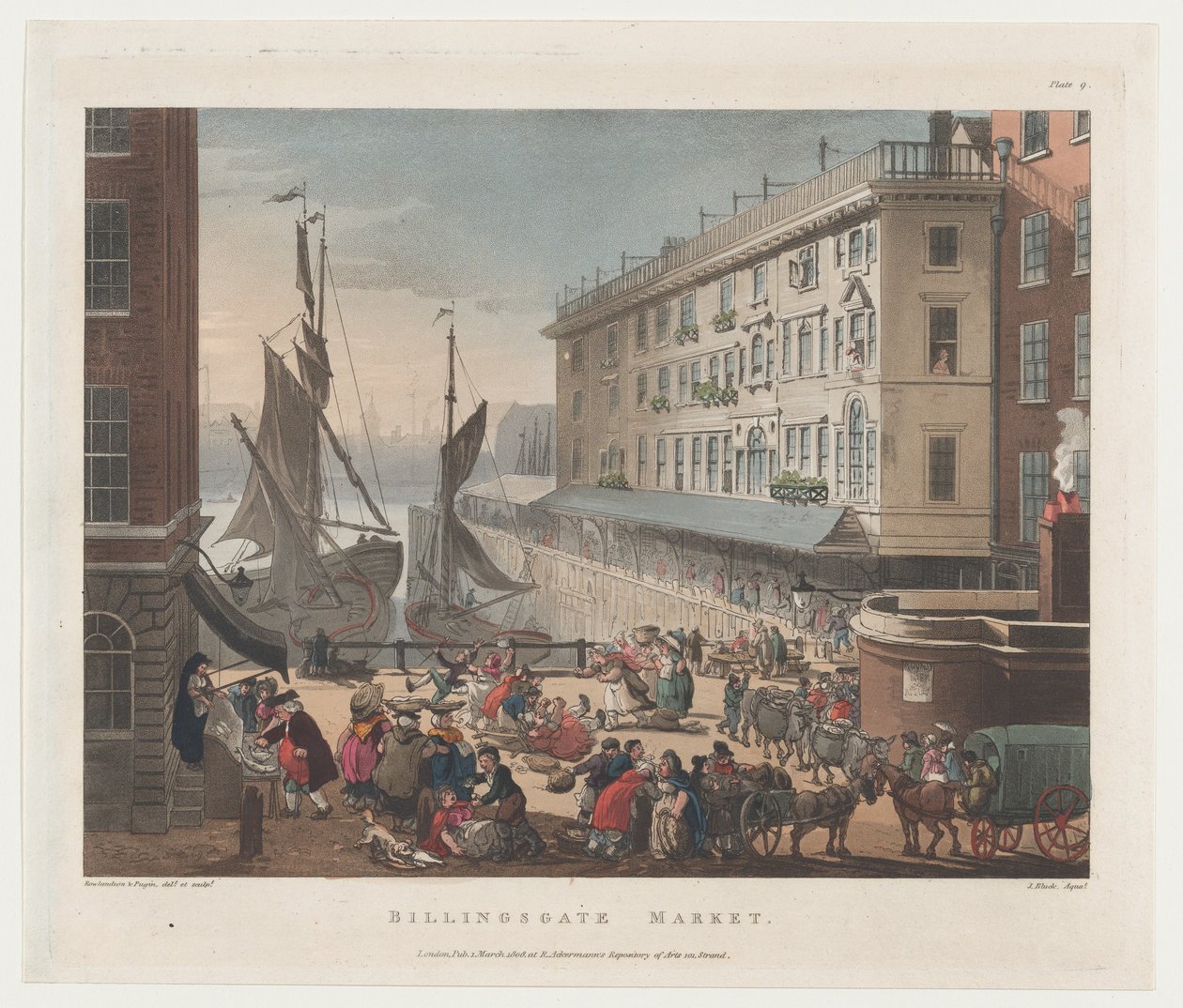Billingsgate Market, 1. marts 1808., 1. marts 1808. Skabere: Thomas Rowlandson, Augustus Charles Pugin, J. Bluck. af Thomas Rowlandson, Augustus Charles Pugin, J. Bluck