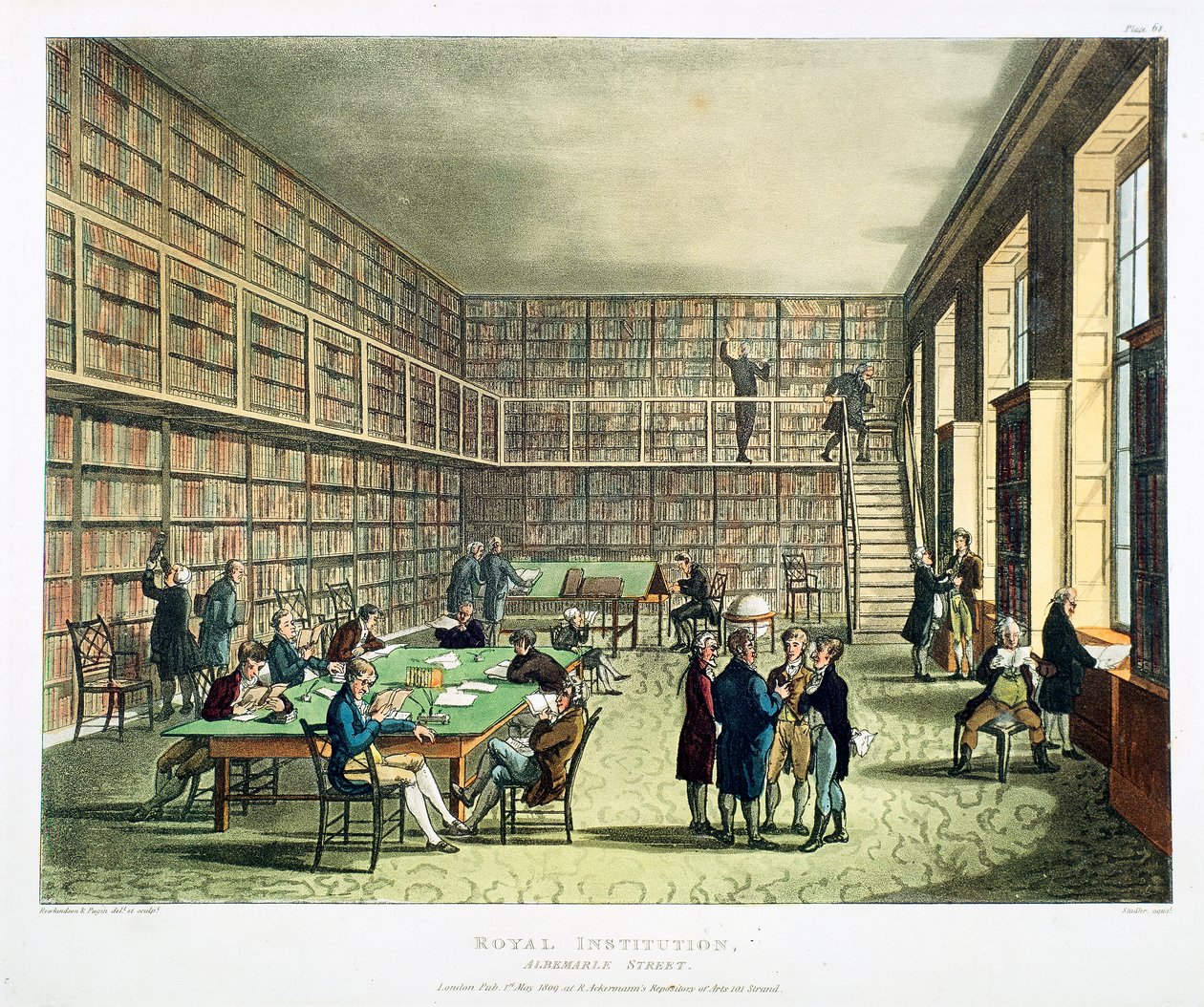 Library of the Royal Institution, Albermarle Street, London, 1808-1811 af Thomas Rowlandson, Augustus Charles Pugin