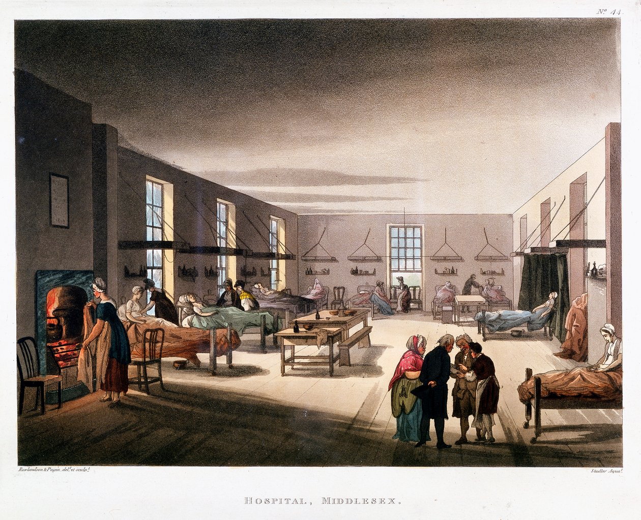 Kvindeafdeling i Middlesex Hospital, London, 1808-1811 af Thomas Rowlandson, Augustus Charles Pugin