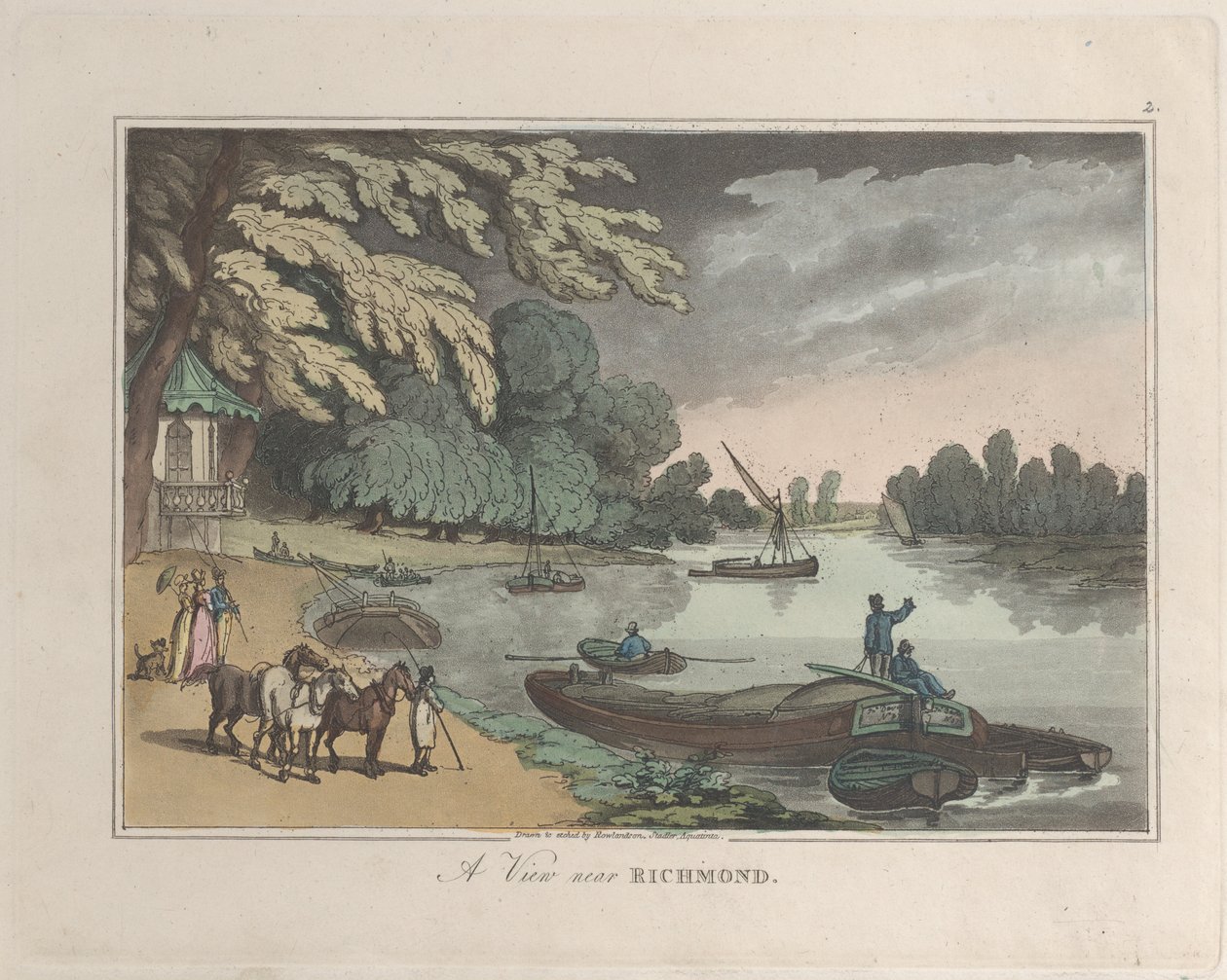 A View near Richmond, fra Sketches from Nature, 1822., 1822. Skabere: Thomas Rowlandson, Joseph Constantine Stadler. af ThomasThomas Rowlandson, Joseph Constantine Stadler Thomas Rowlandson, Joseph Constantine Stadler