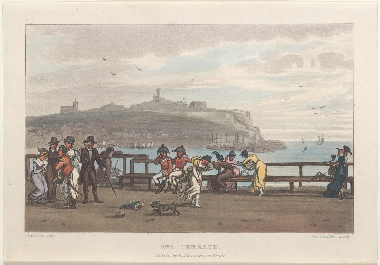 Spa Terrace, fra Poetical Sketches of Scarborough, 1813., 1813. Skabere: Thomas Rowlandson, Joseph Constantine Stadler, J. Bluck. af Thomas Rowlandson, Joseph Constantine Stadler, J. Bluck