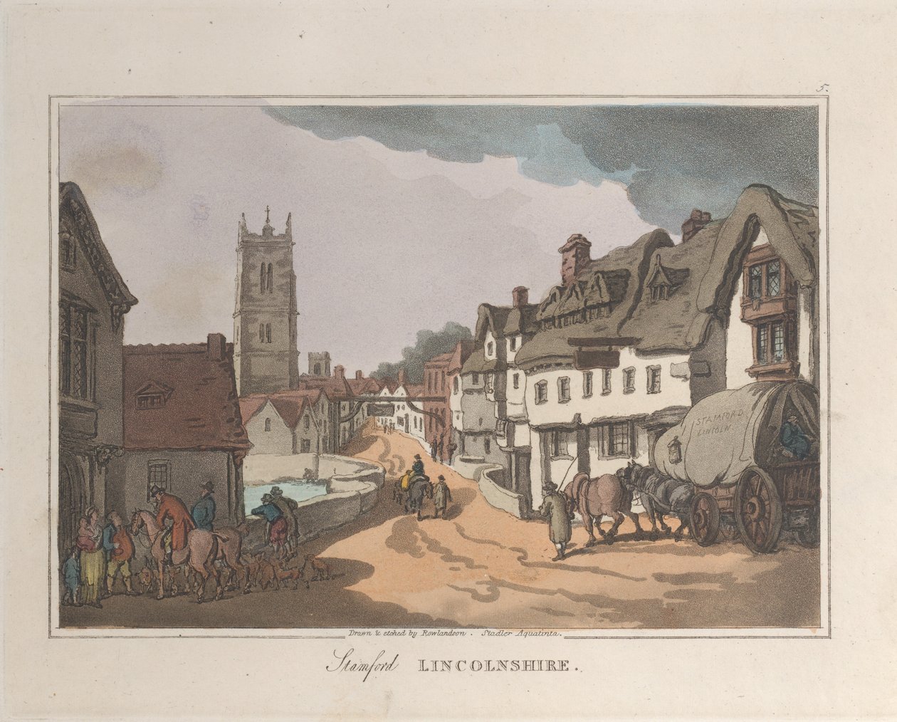 Stamford Lincolnshire, fra Sketches from Nature, 1822., 1822. Skabere: Thomas Rowlandson, Joseph Constantine Stadler. af ThomasThomas Rowlandson, Joseph Constantine Stadler Thomas Rowlandson, Joseph Constantine Stadler