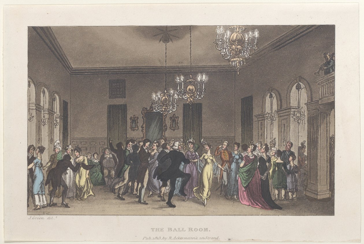 The Ball Room, fra Poetical Sketches of Scarborough, 1813., 1813. Skabere: Thomas Rowlandson, Joseph Constantine Stadler, J. Bluck. af Thomas Rowlandson, Joseph Constantine Stadler, J. Bluck