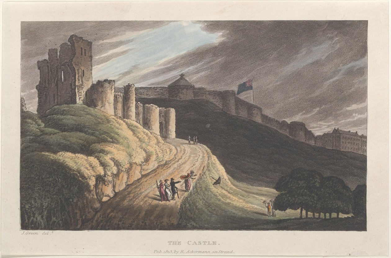 The Castle, fra Poetical Sketches of Scarborough, 1813., 1813. Skabere: Thomas Rowlandson, Joseph Constantine Stadler, J. Bluck. af Thomas Rowlandson, Joseph Constantine Stadler, J. Bluck