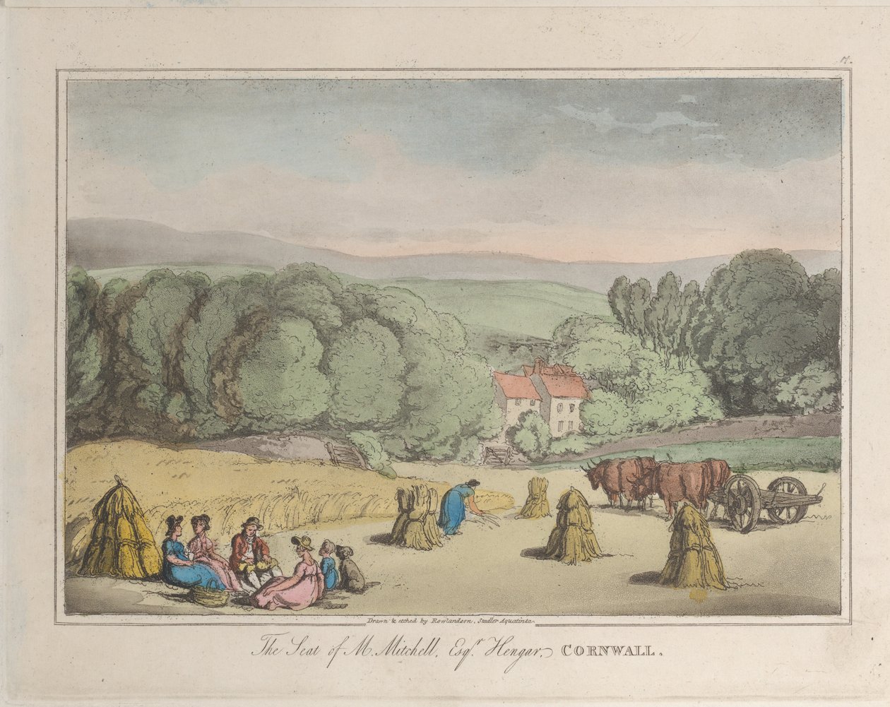 Sædet for M. Mitchell Esq. Hengar, Cornwall, fra Sketches from Nature, 1822., 1822. Skabere: Thomas Rowlandson, Joseph Constantine Stadler. af ThomasThomas Rowlandson, Joseph Constantine Stadler Thomas Rowlandson, Joseph Constantine Stadler