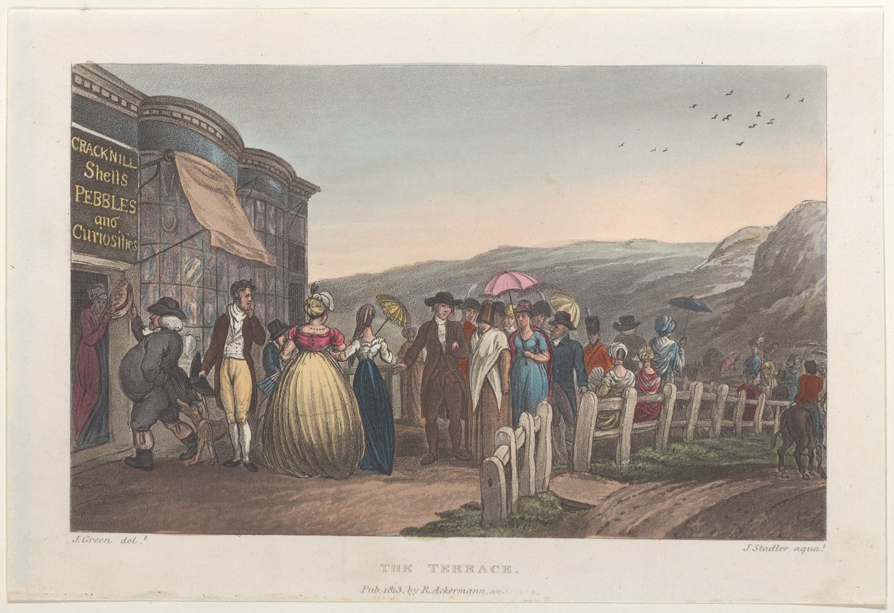 The Terrace, fra Poetical Sketches of Scarborough, 1813., 1813. Skabere: Thomas Rowlandson, Joseph Constantine Stadler, J. Bluck. af Thomas Rowlandson, Joseph Constantine Stadler, J. Bluck