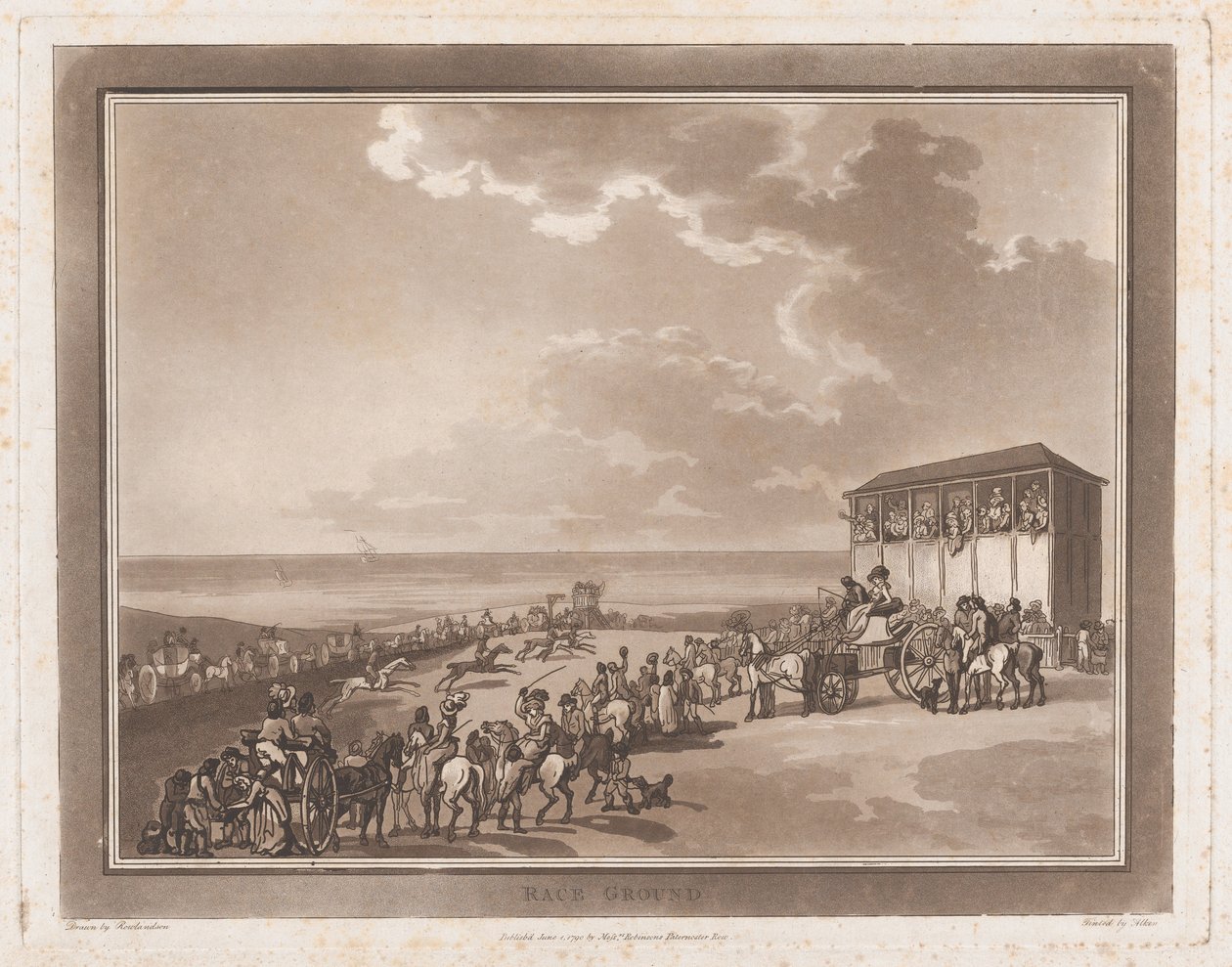 Race Ground An Excursion to Brighthelmstone, 1. juni 1790., 1. juni 1790. Skaber: Thomas Rowlandson, Samuel Alken. af Thomas Rowlandson, Samuel Alken