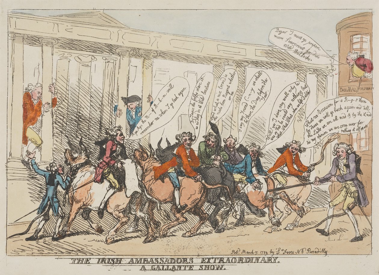 (Den) irske ambassadørs ekstraordinære og galante show af Thomas Rowlandson