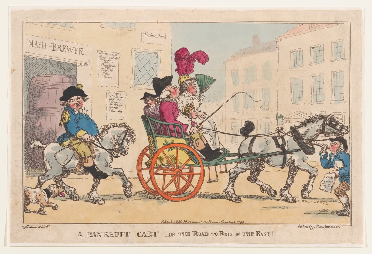 En konkursvogn eller vejen til ruin i østen!, 5. november 1799., 5. november 1799. af Thomas Rowlandson