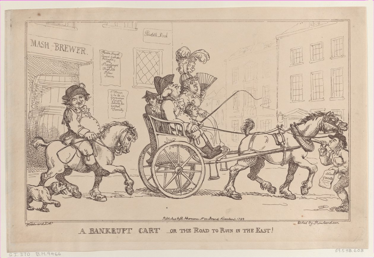 En konkursvogn eller vejen til ruin i østen!, 5. november 1799., 5. november 1799. af Thomas Rowlandson