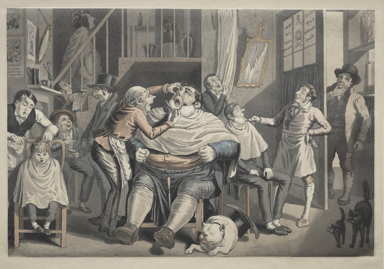 En frisørsalon af Thomas Rowlandson