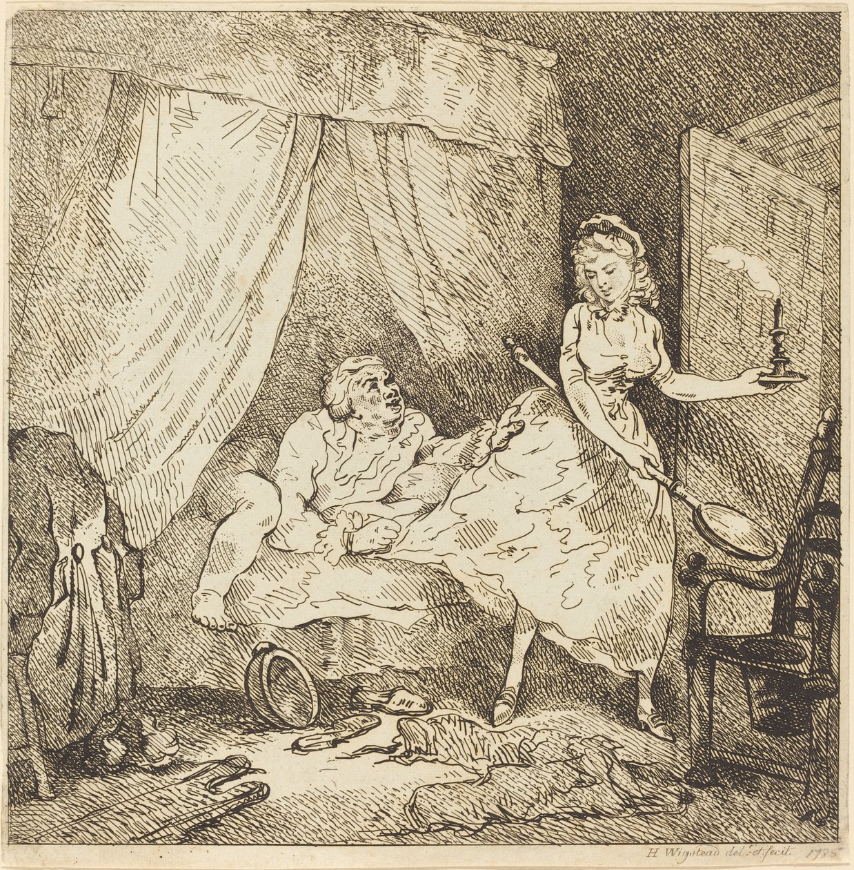 En sengevarmer af Thomas Rowlandson