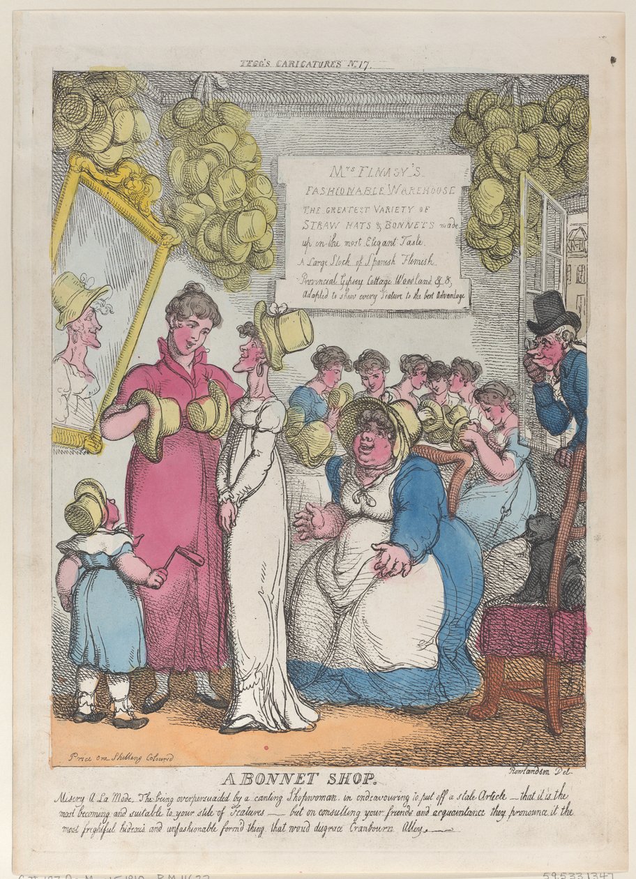 A Bonnet Shop, 15. maj 1810., 15. maj 1810. af Thomas Rowlandson