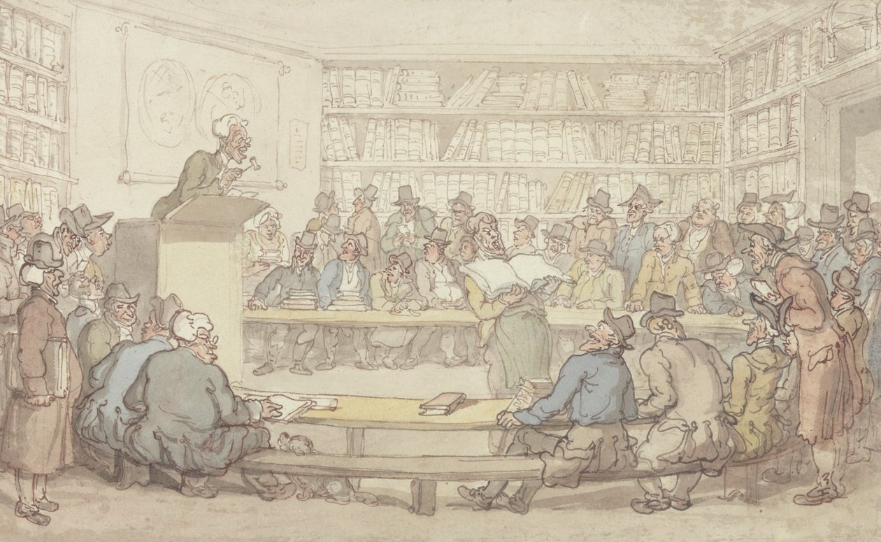 En bogauktion af Thomas Rowlandson